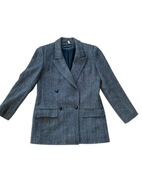 VTG Giorgio Sant Angelo Women’s Double Breasted Wool Herringbone Blazer Preppy 4